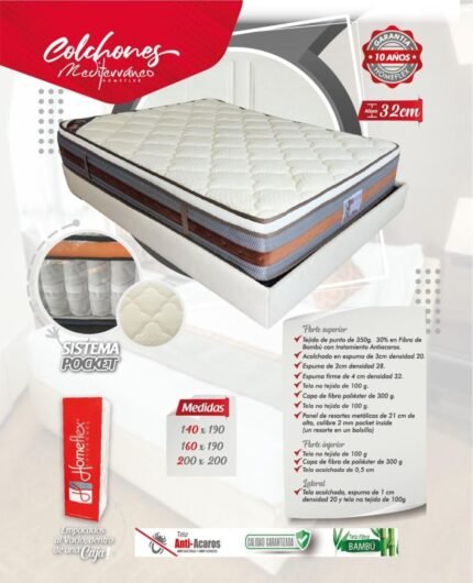 Colchón Mediterraneo con sistema Pocket empaque al vacío