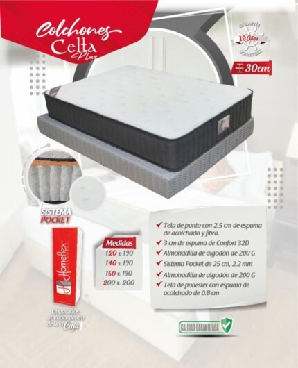 Colchon Celta con sistema Pocket empaque al vacío
